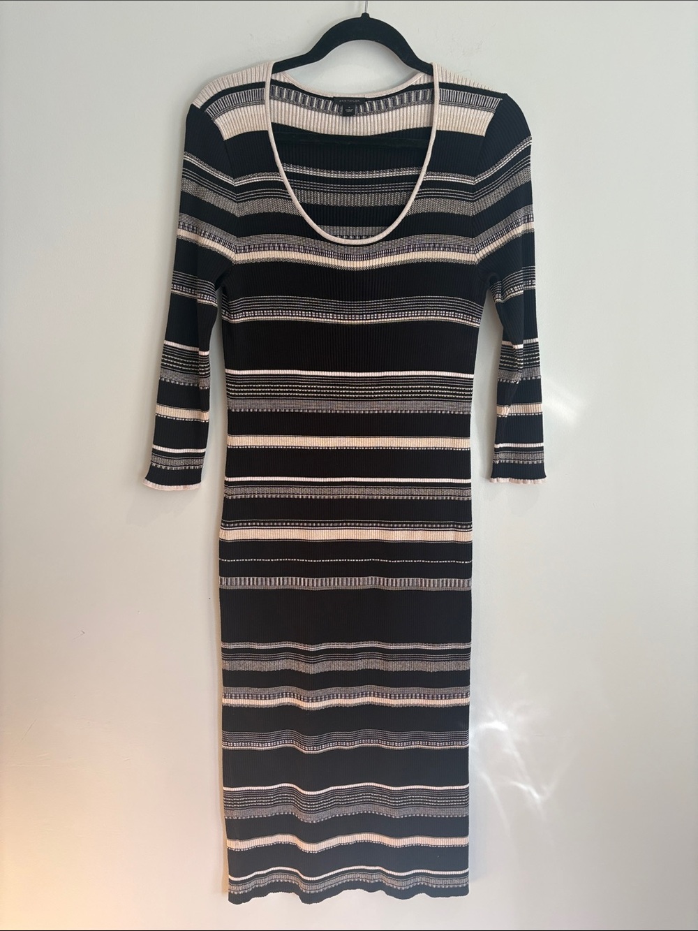 Ann Taylor Striped Ribbed Knit Midi Dress – Size Medium